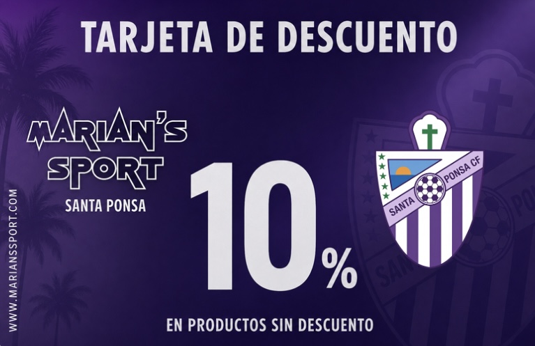 Tarjeta de descuento Marian's Sport Santa Ponça — 10% en productos sin descuento